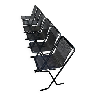 Chaises empilables en métal noir, Arrben Italie, années 80