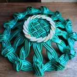 Woven green ceramic basket