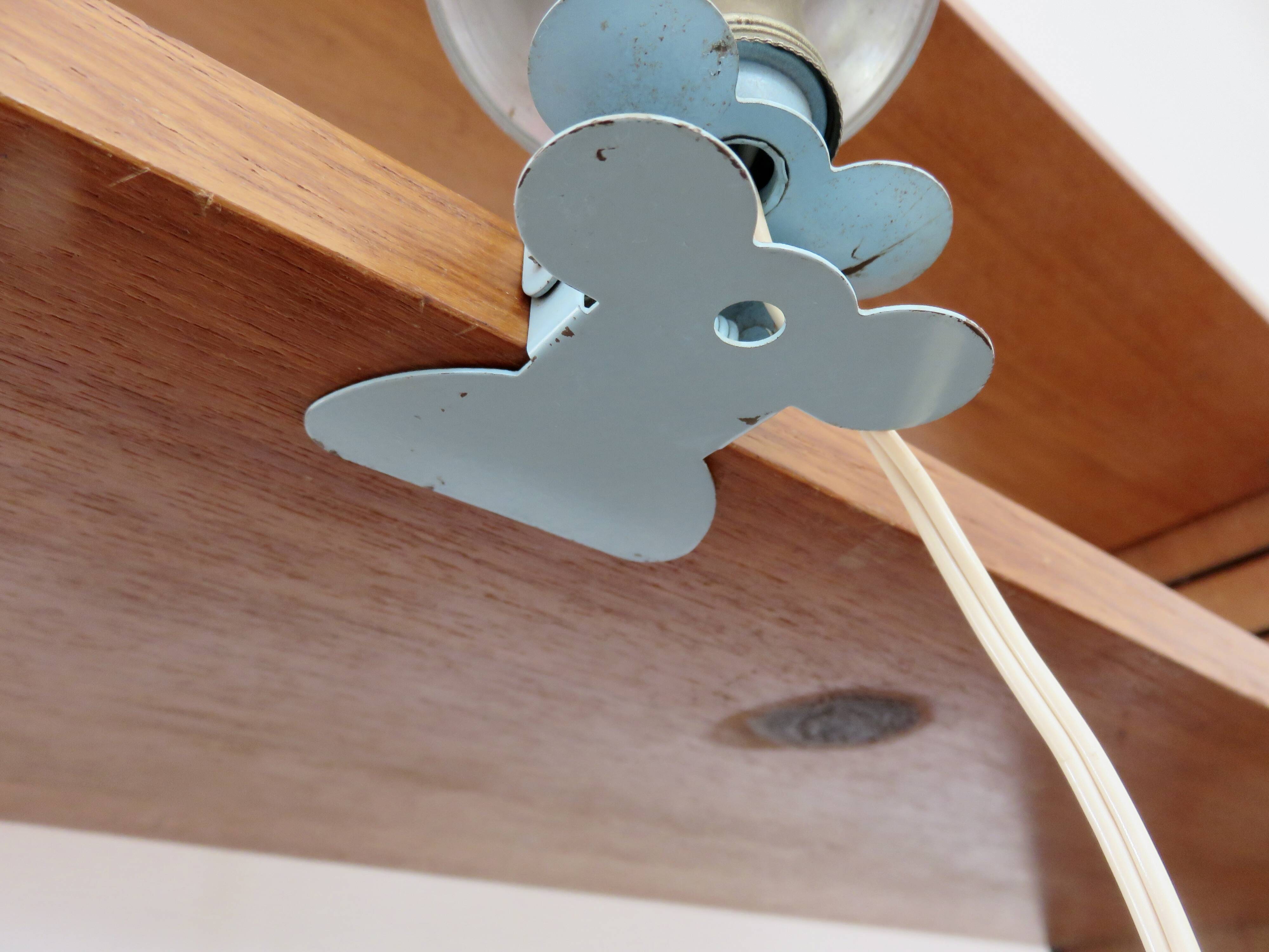 Blue aluminum mushroom clip lamp from the 50s and 60s