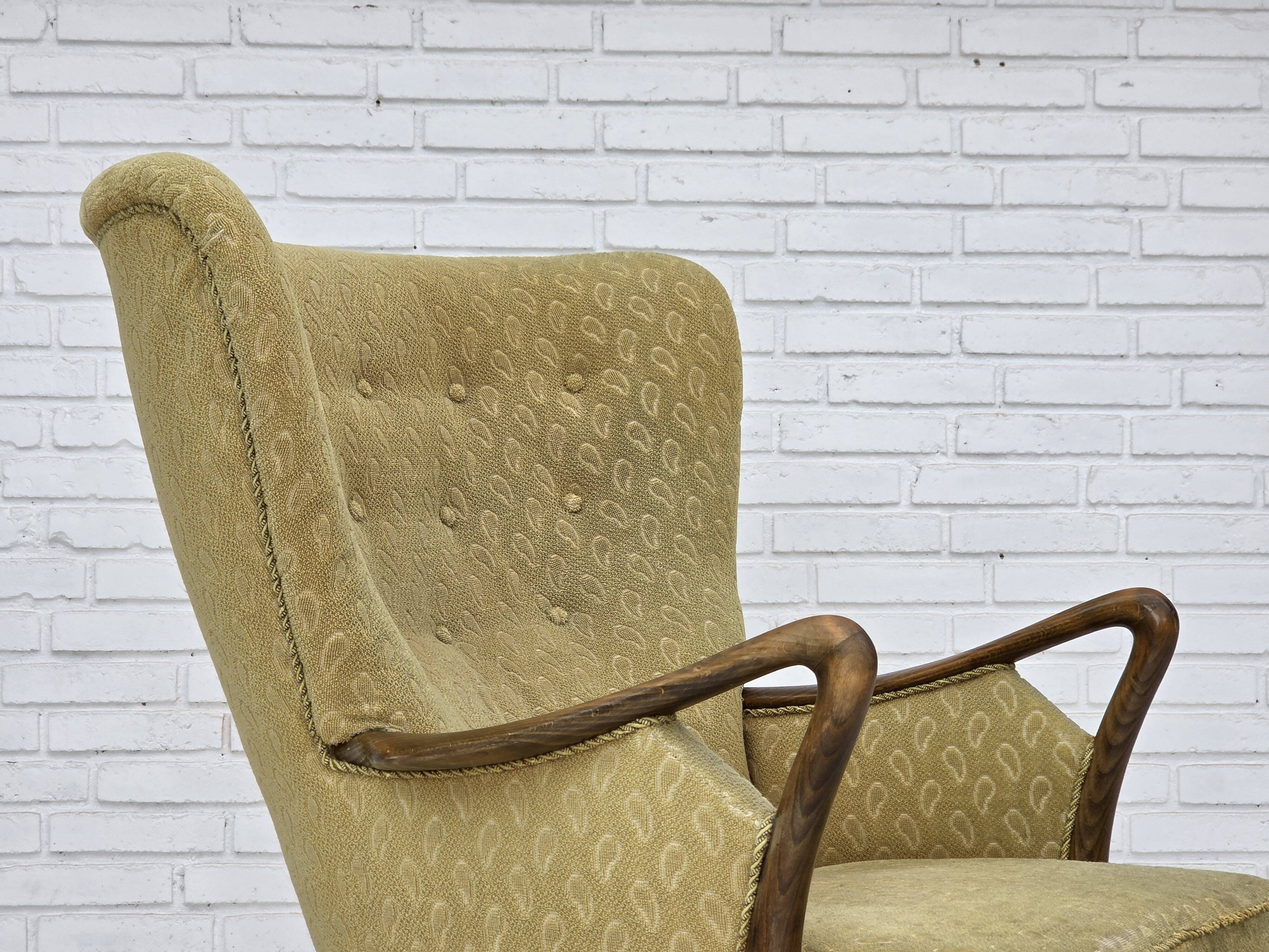 1960s, Danish armchair by Slagelse Møbelværk, model 157, velour.