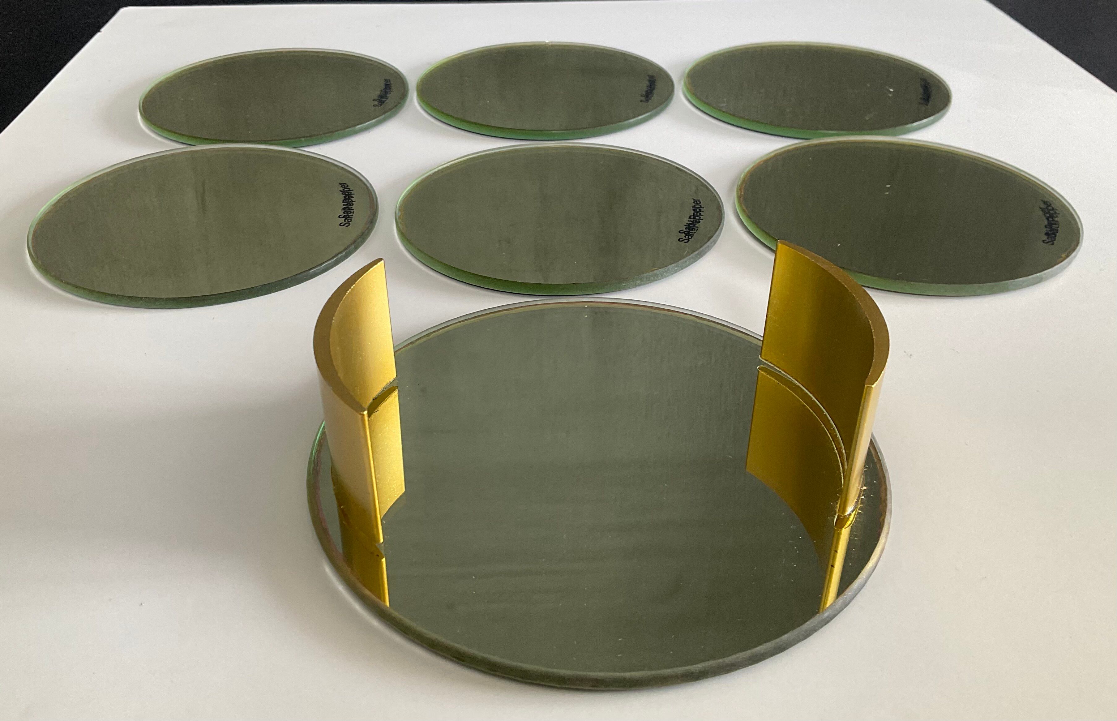 Série de 6 dessous de verre en miroir doré