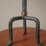 Candlestick with three branches wrought iron brass handcrafted unique piece candelabra candle holder