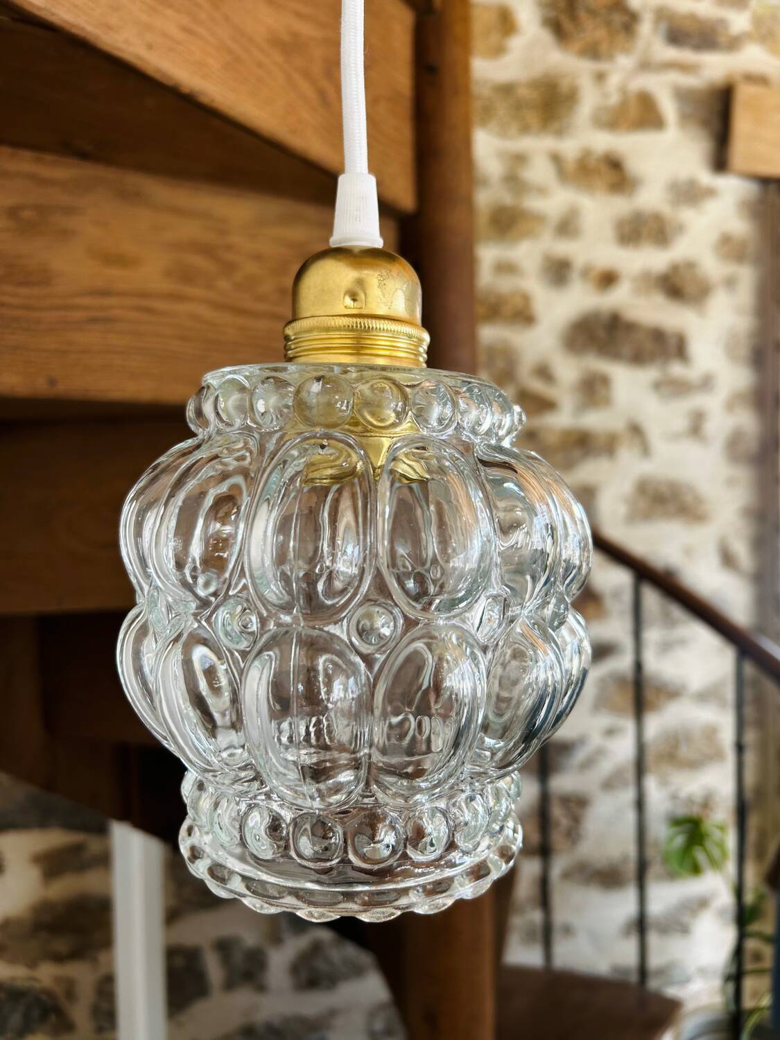 Suspension moderne globe en verre vintage