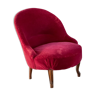 Fauteuil crapaud ancien en velours vintage