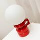 Vintage ceramic table lamp, Italy, 1970s - Red with white glass shade - Mid-century design