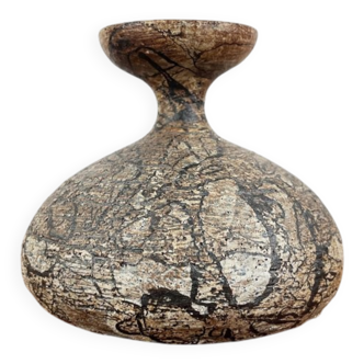 Vintage German brutalist studio mushroom vase by Gerhard Liebenthron, 1970s.