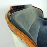 Unique Biedermeier sofa in original fabric and walnut veneer, Vienna, Austria circa 1825