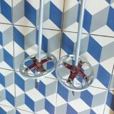 Pair of vintage skis and poles L=198cm