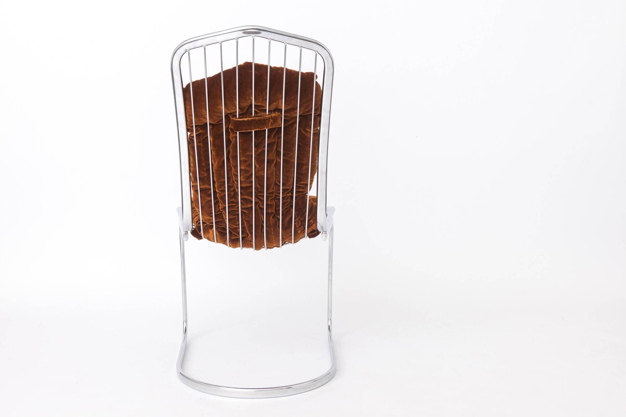 Set of 6 Italian Chrome Cantilever Dining Chairs, Gastone Rinaldi, 1970s