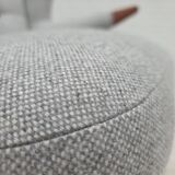 1960s, Danish "Teddy chair" with stool, reupholstered, wool, teak wood.