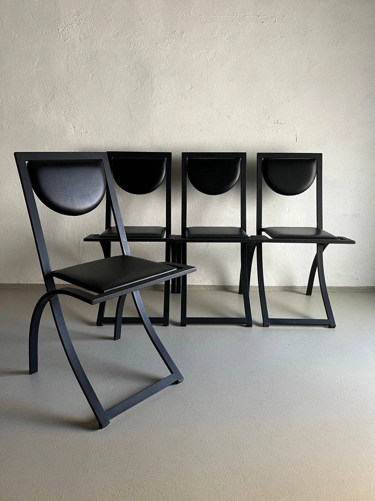 4 Black Sinus Chairs by Karl Friedrich Förster | Germany | 1990s