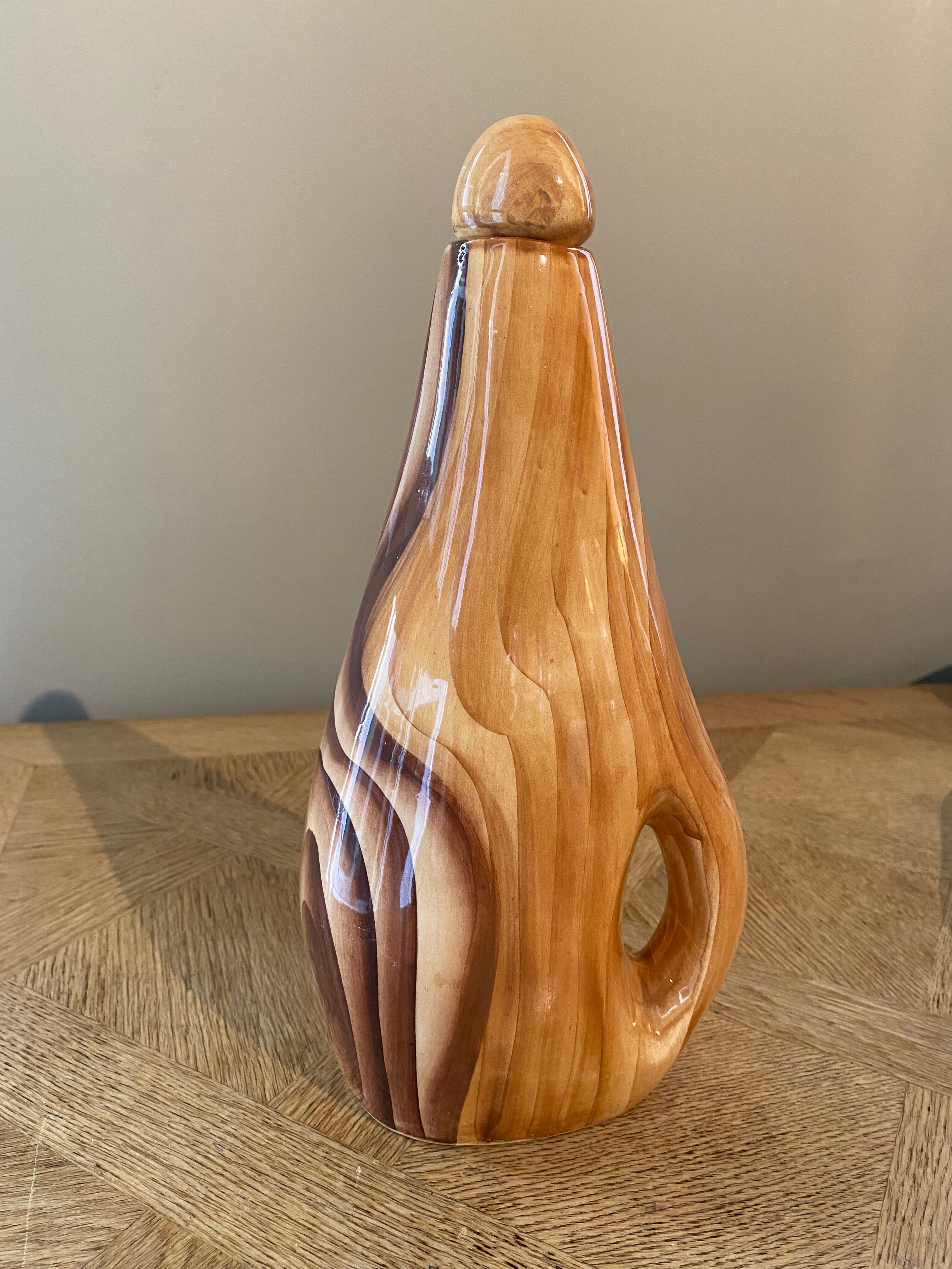 Ceramic bottle imitation wood