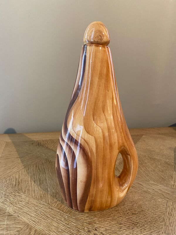 Bouteille en céramique imitation bois