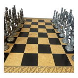 Leather and metal chess set