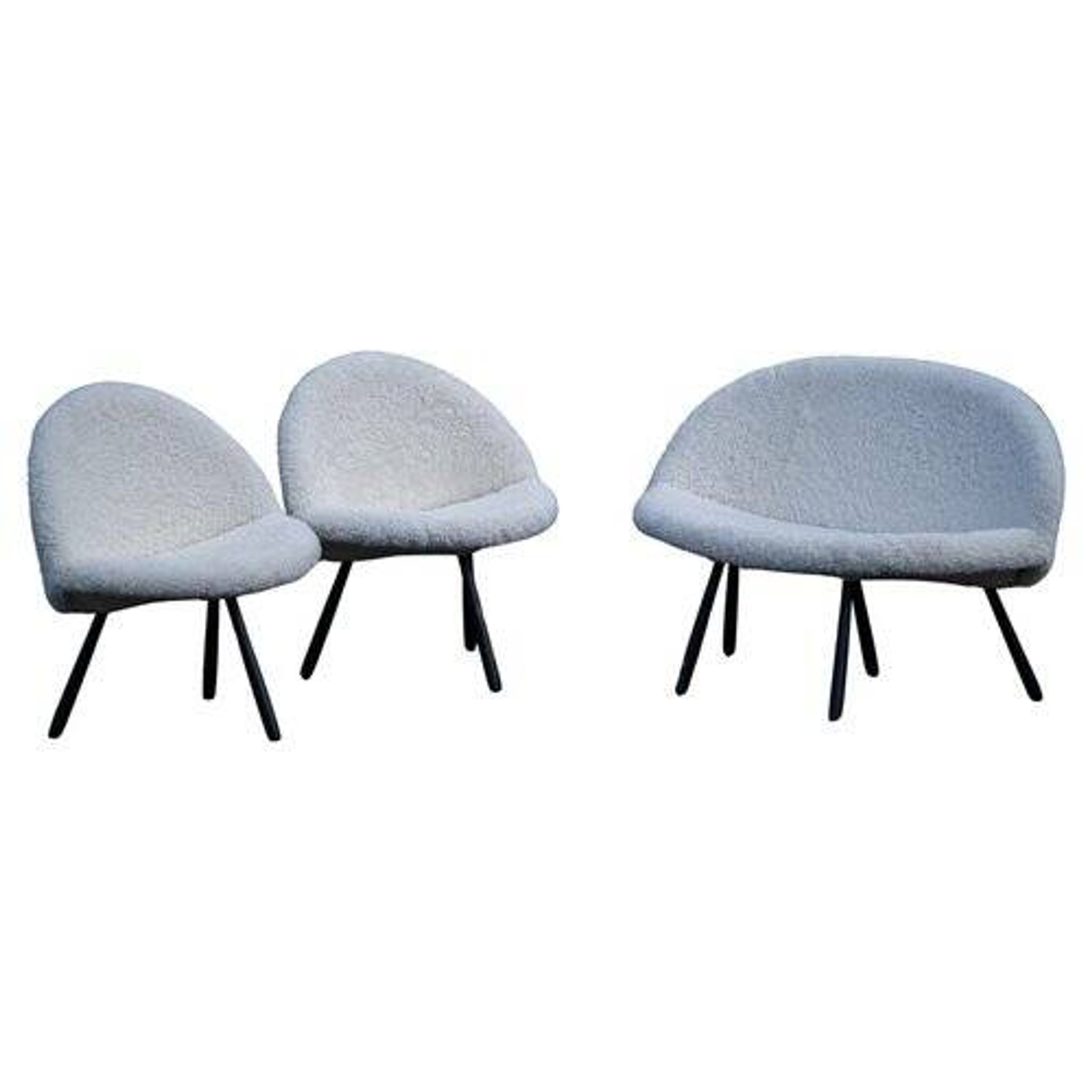 Mid-Century Sofa and Armchairs, Denmark, 1960s, Set of 3