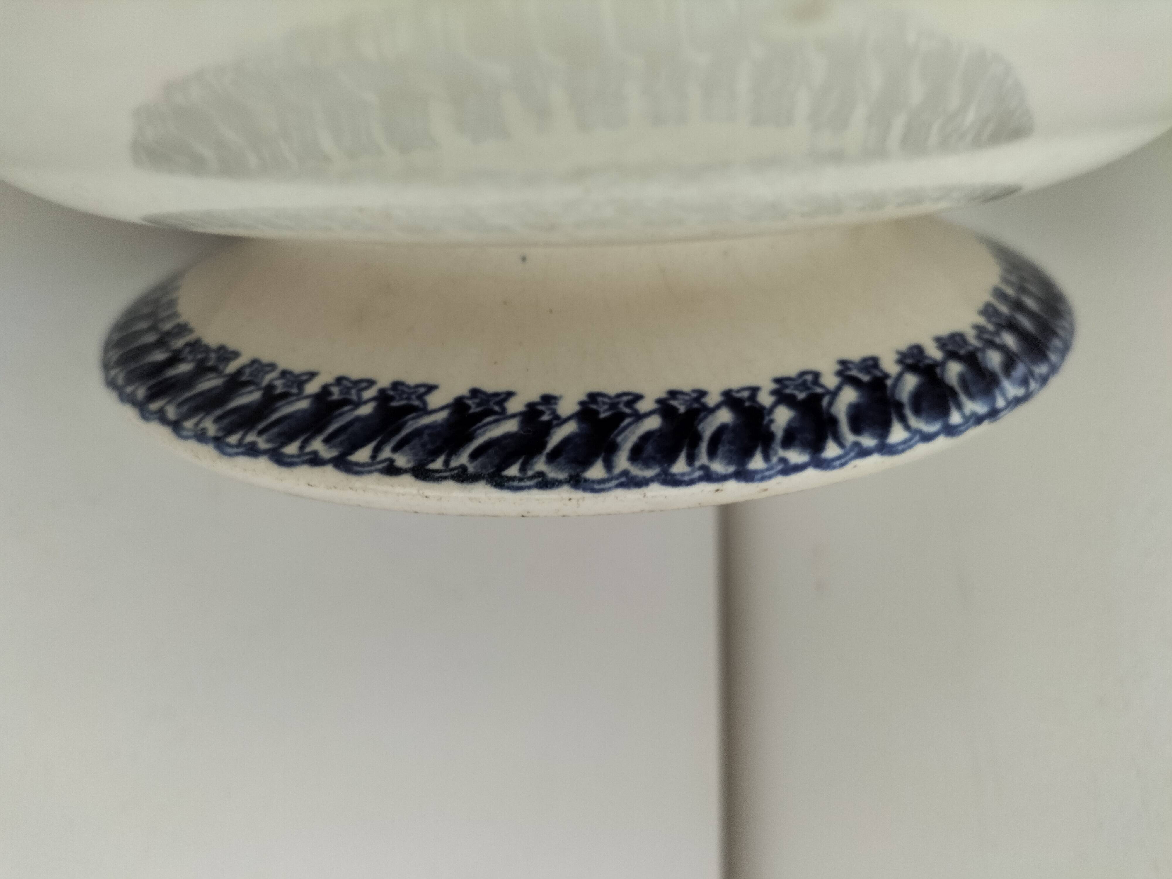 E. Bourgeois Grand Dépôt plant blue decoration washbasin plate