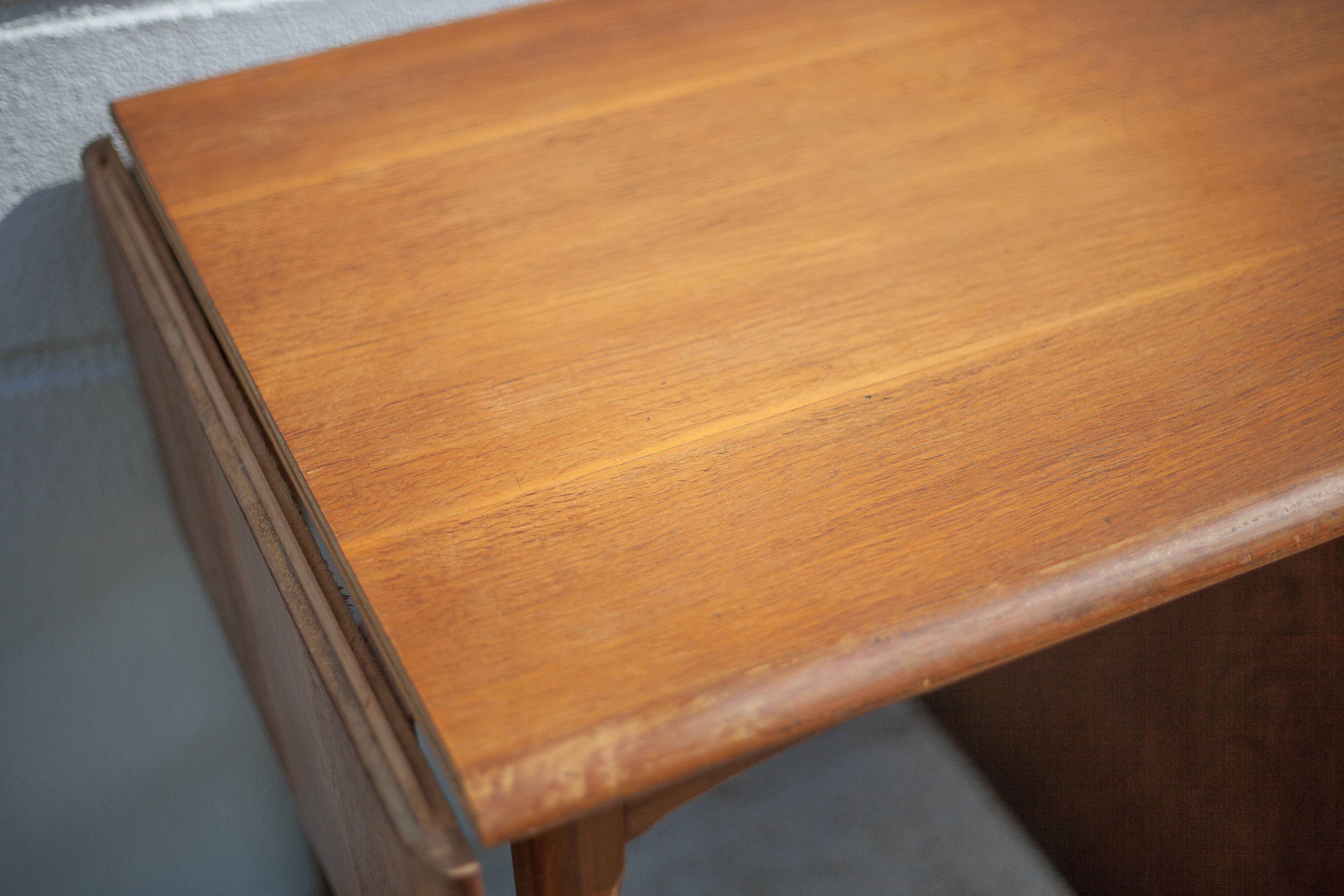 American wood desk, desk with drawers and folding extension, 50s