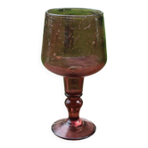 Large amethyst bubble glass candle holder on a stand – H27 cm