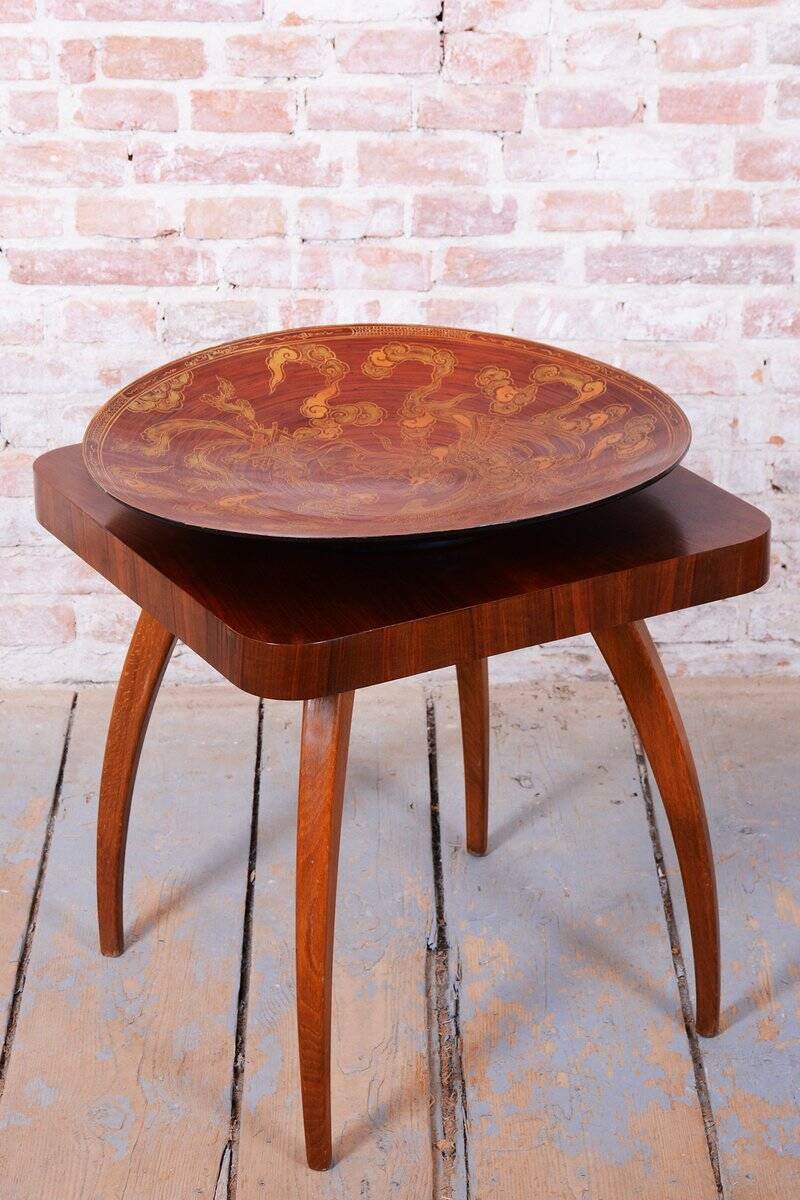 Assiette asiatique en bois laqué, Chine, années 1920