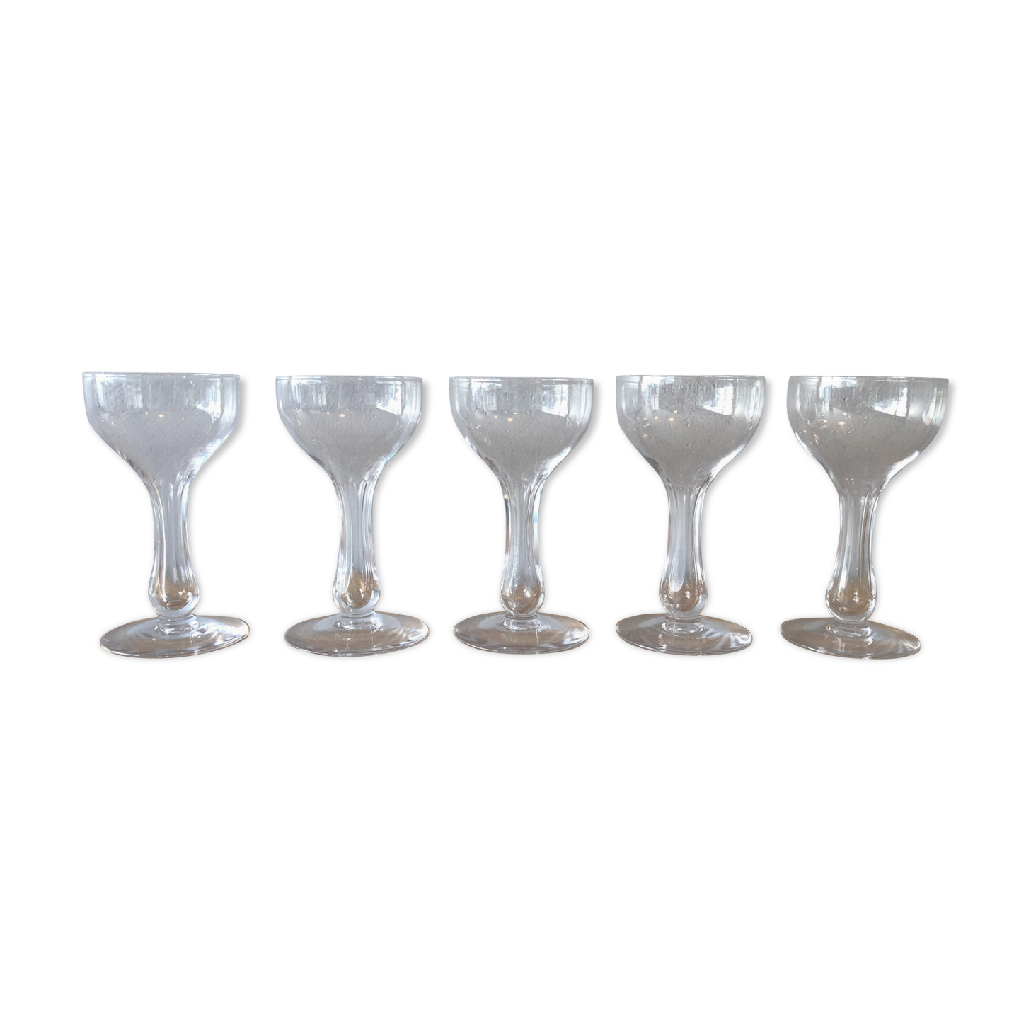 5 champagne flutes in Portieux crystal