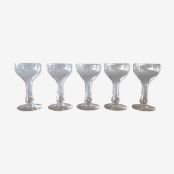 5 champagne flutes in Portieux crystal