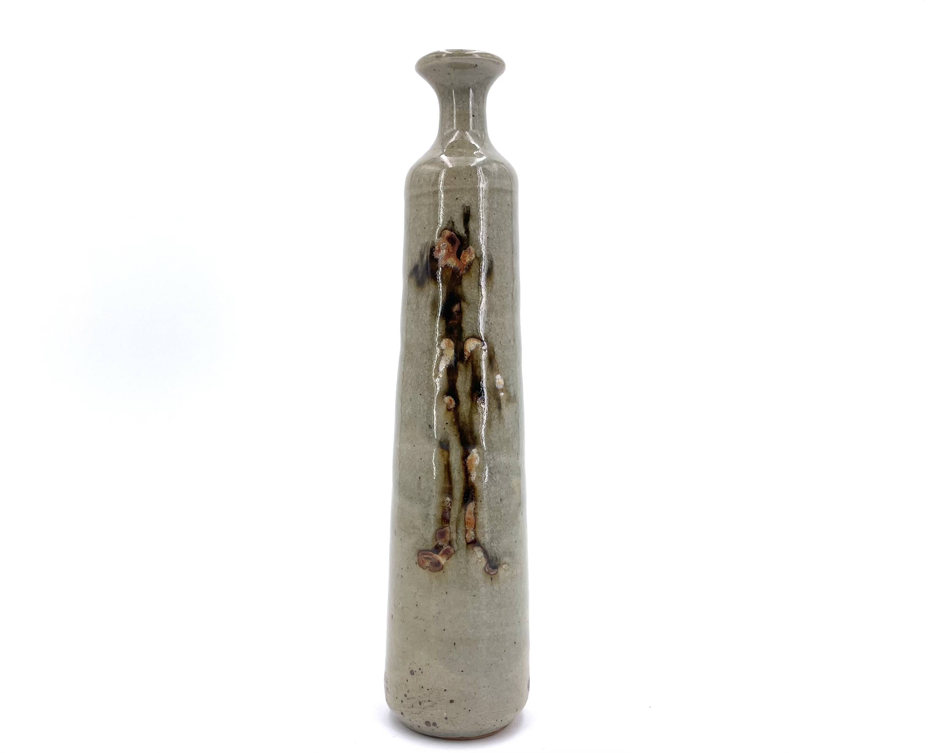 Vase bouteille en céramique, décor abstrait, années 70