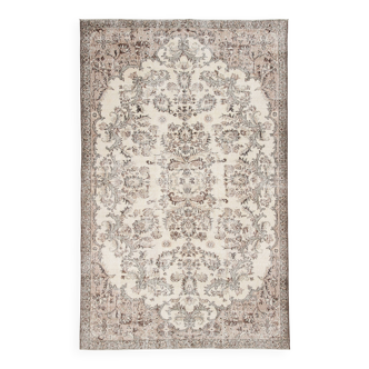 7x10 Vintage Faded Beige & Grey Anatolian Flatweave Vintage Area Rug