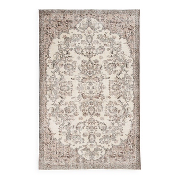 7x10 Vintage Faded Beige & Grey Anatolian Flatweave Vintage Area Rug