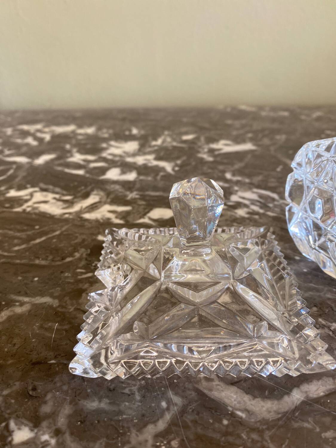 Chiseled glass sugar bowl