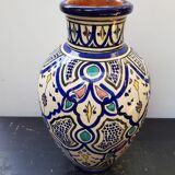 Old terracotta vase enameled painting vintage oriental style