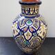 Old terracotta vase enameled painting vintage oriental style