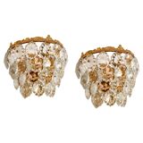Bakalowits wall sconces, brass and crystal glass, Austria, 1960s