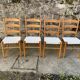 Set de 4 chaises dossier échelonné et assise tissée en coton blanc