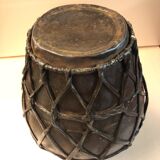 Metal and leather vase