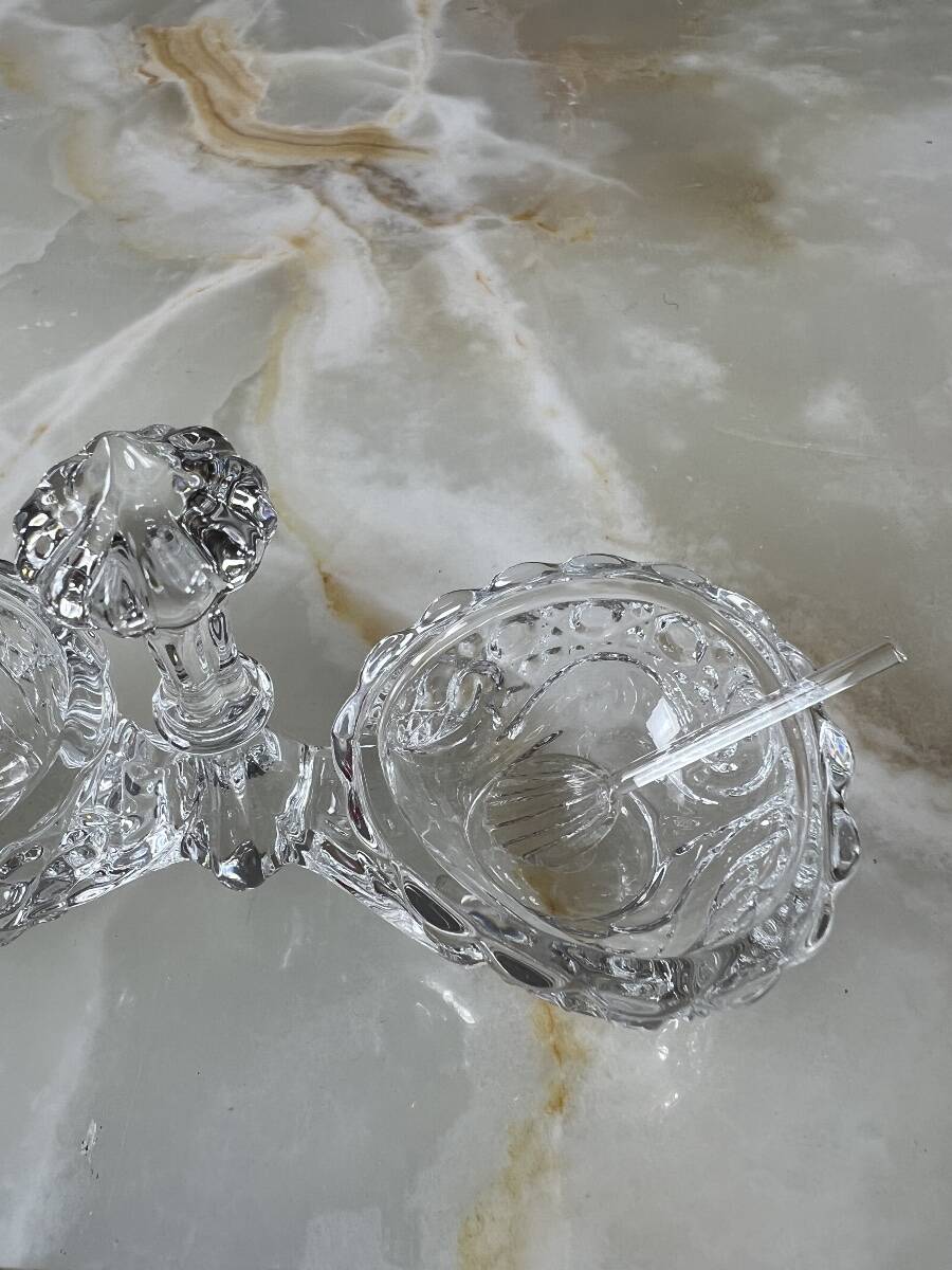 Double crystal salt cellar by Baccarat, model with cut decoration, 20th century.
