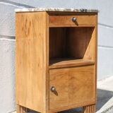 Art deco bedside table, art deco wooden bedside table with marble slab