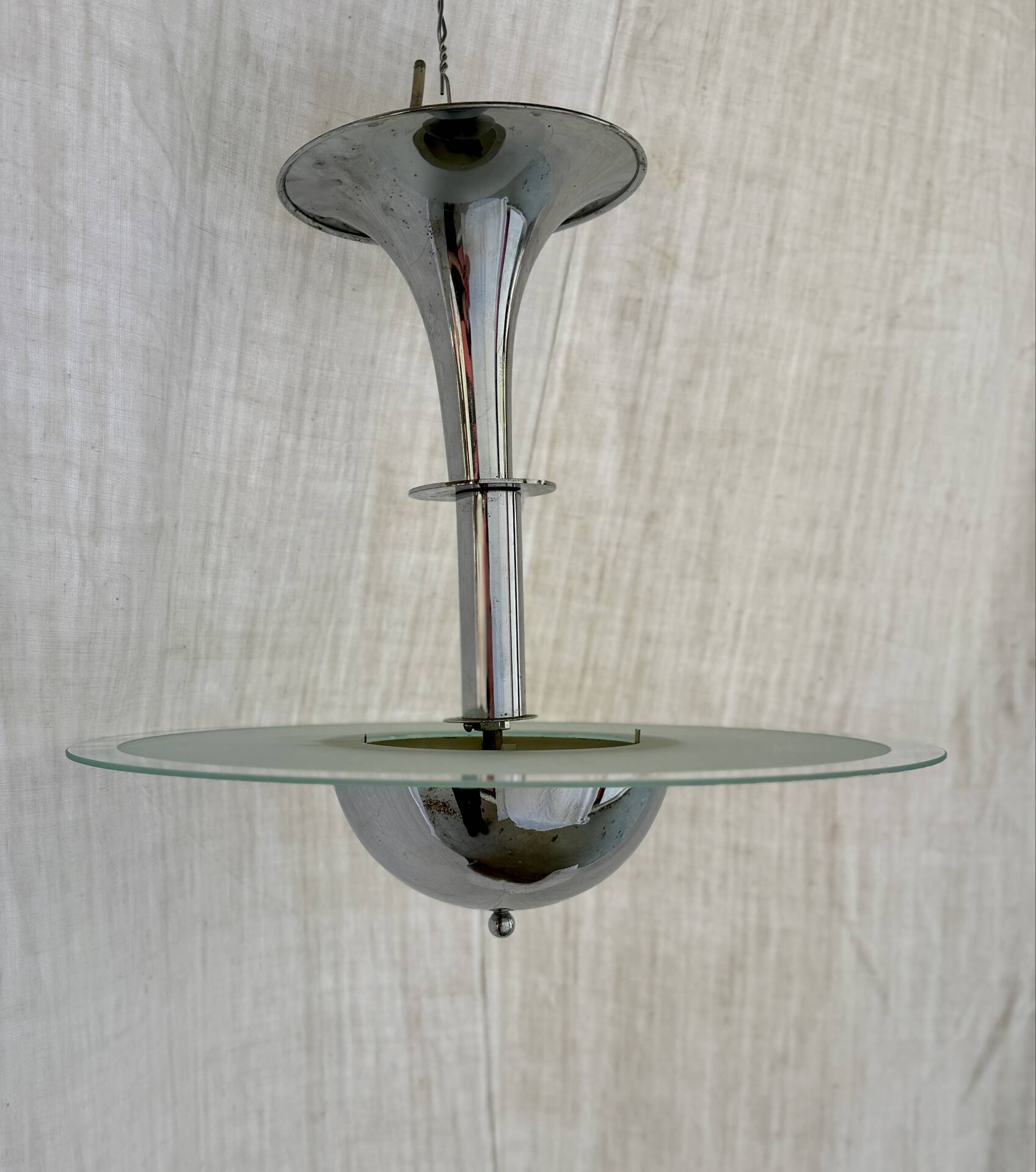Chrome lustre Modernist 1930 Jean Boris Lacroix 1930s pendant