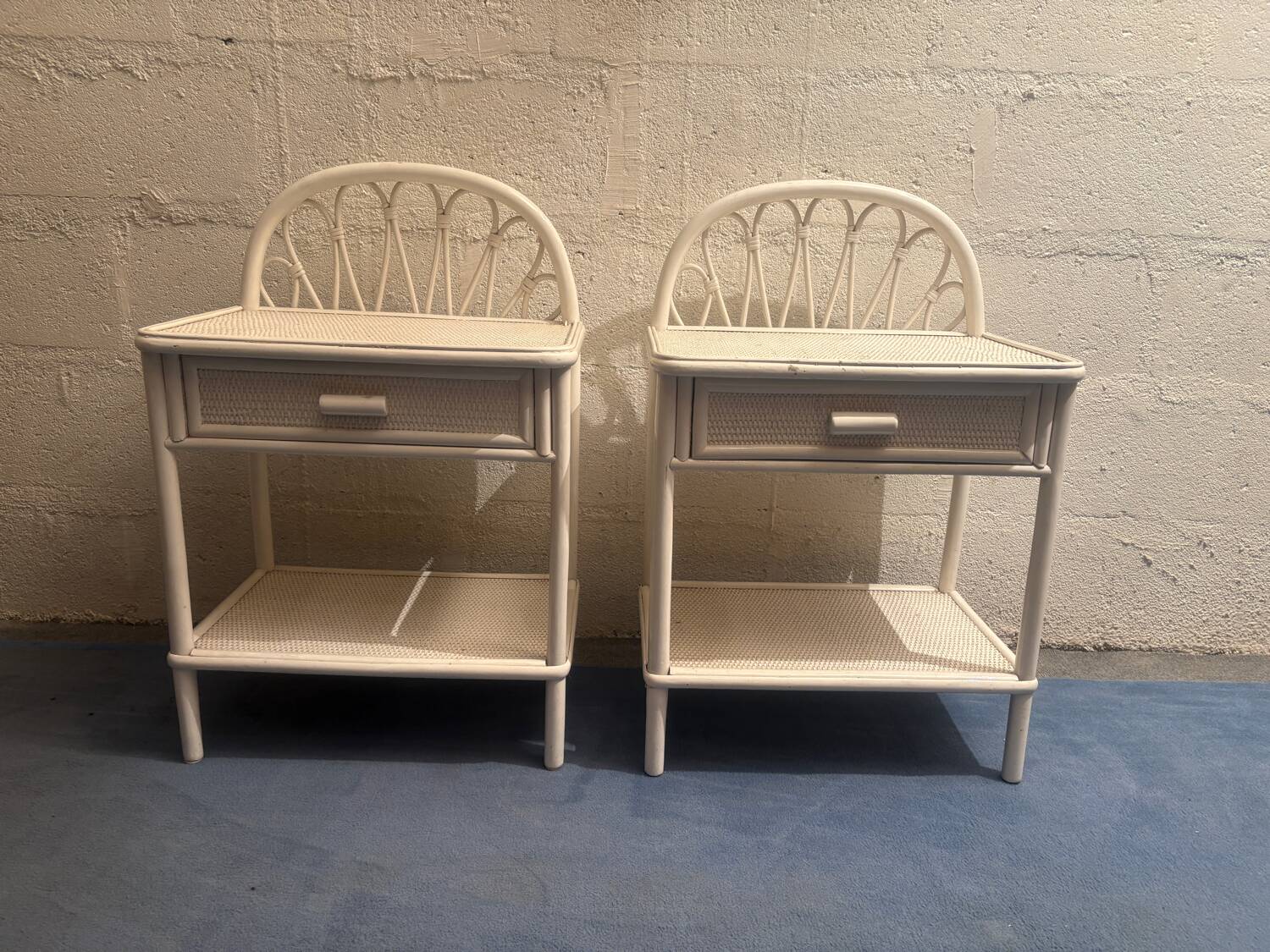 Duo of vintage bedside tables