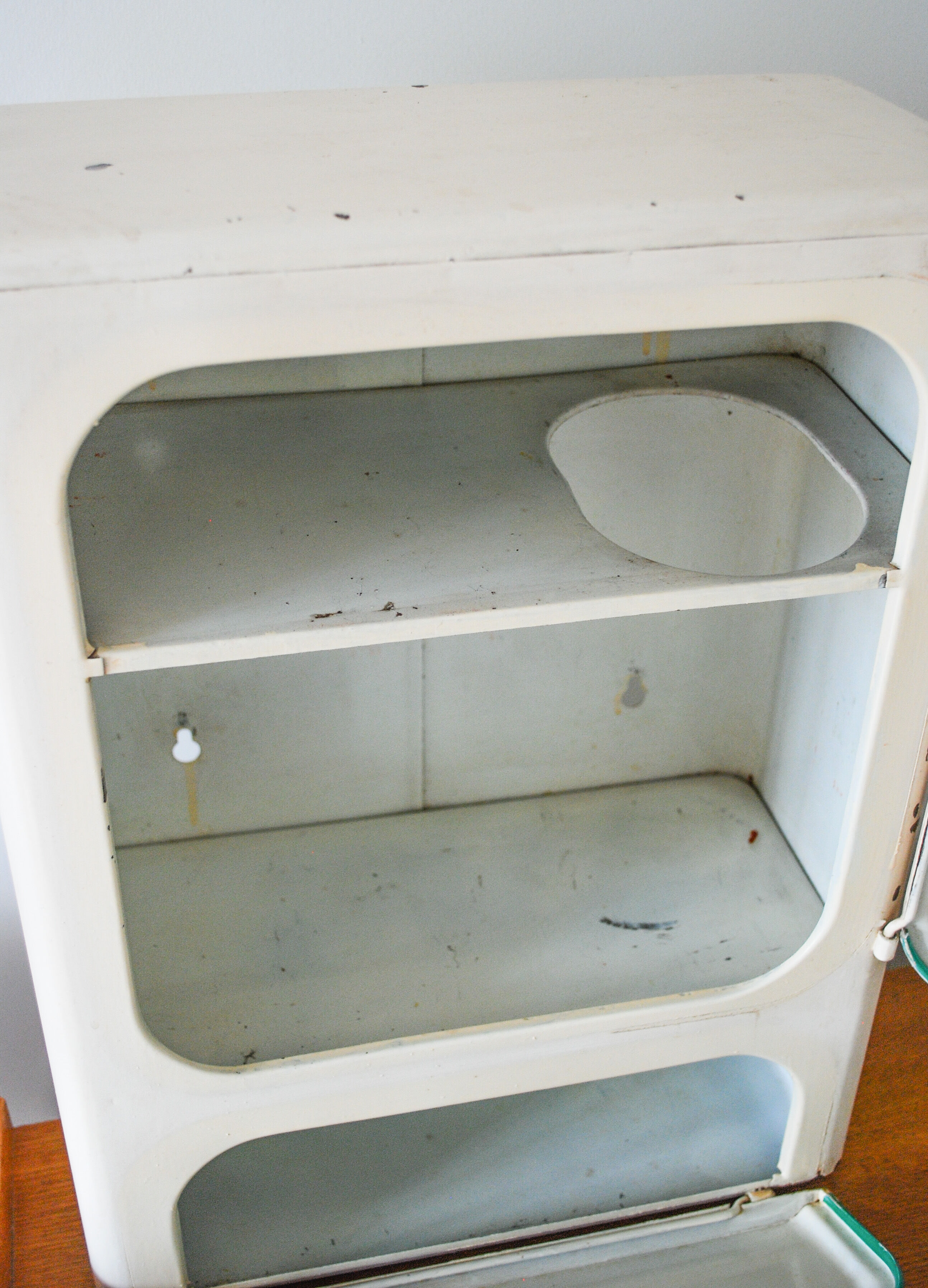 Cabinet to pharmacy or metal toilet