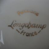Set of 2 old ribbed white Longchamp porcelain bowls with gold decoration