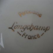 Set of 2 old ribbed white Longchamp porcelain bowls with gold decoration