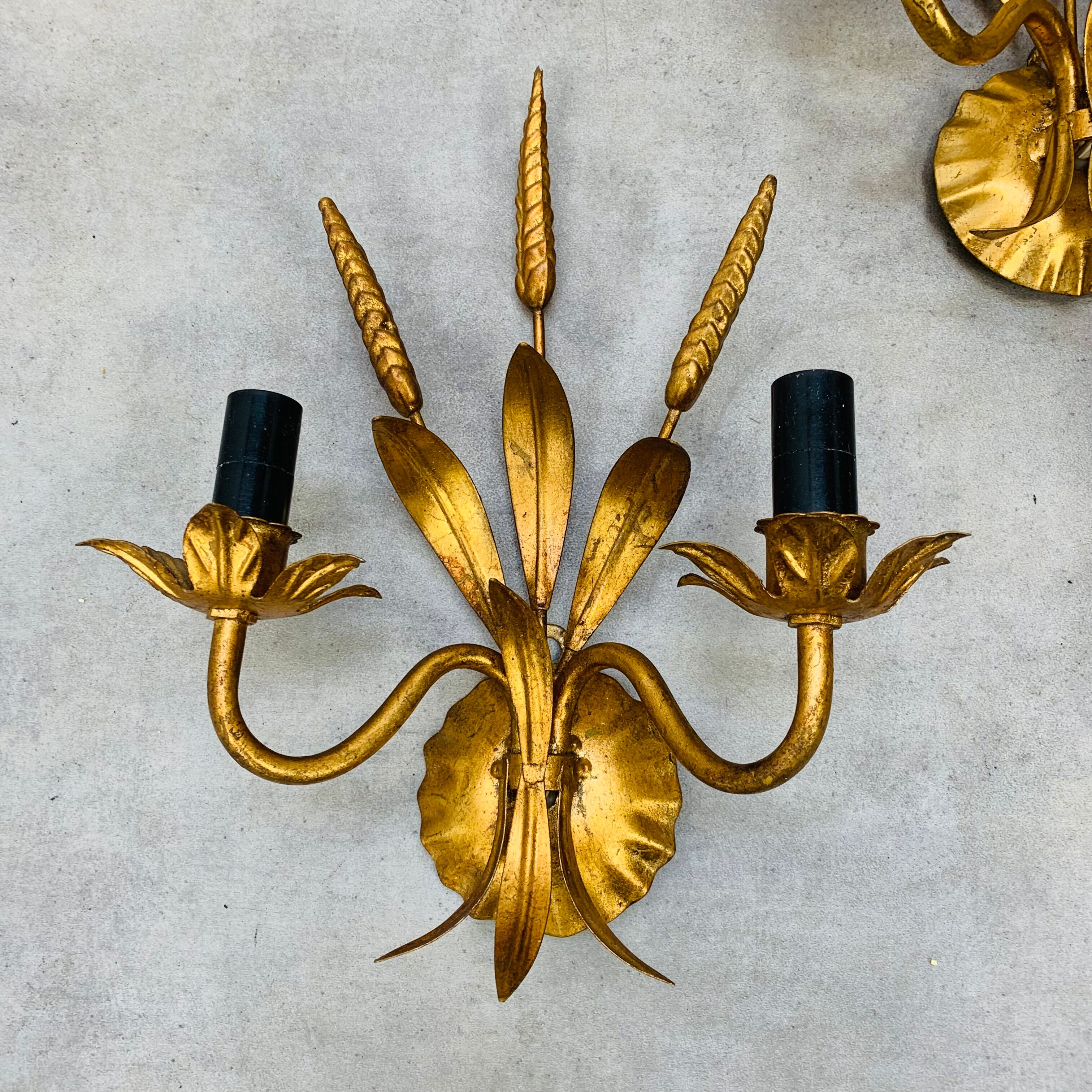 3 wall lamps ear of wheat golden foliage