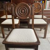 Etienne Kohlmann Art Déco chairs in oak and bouclette fabric, 1930, set of 6