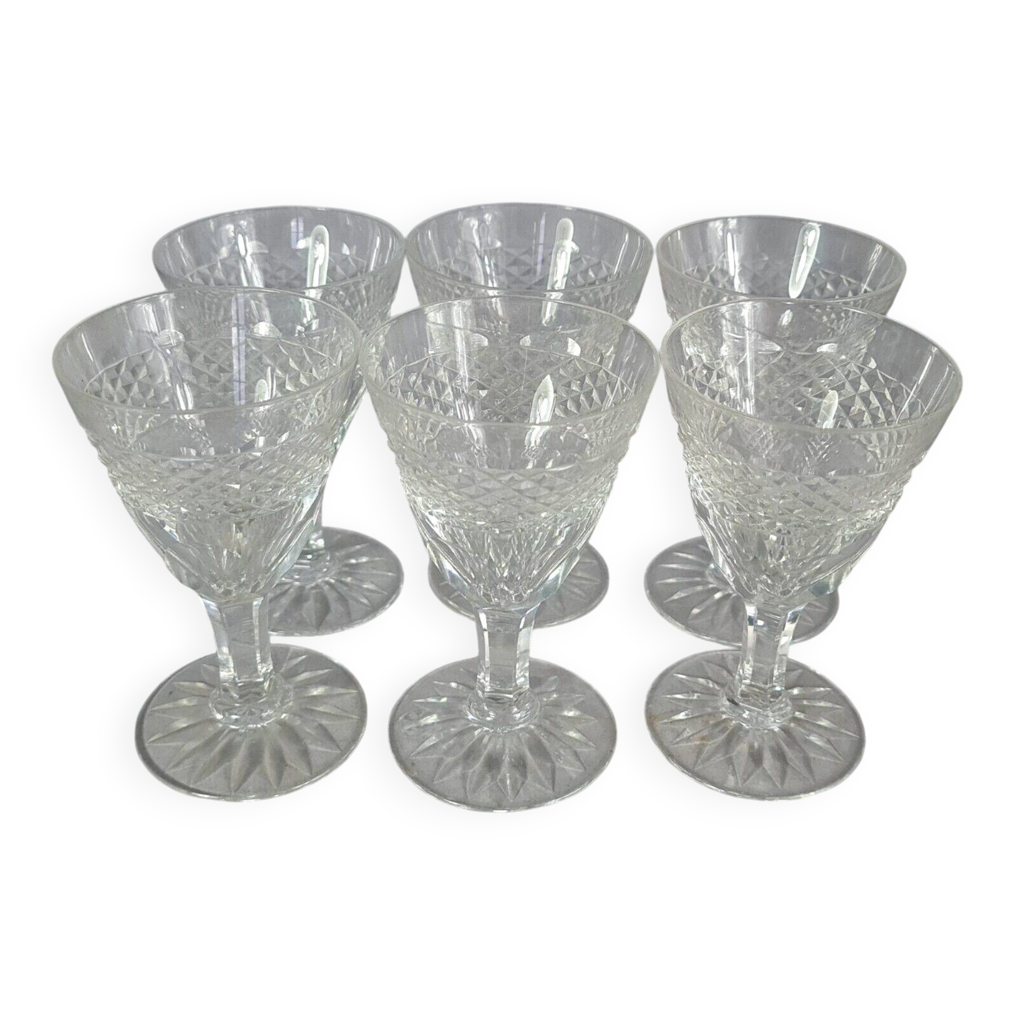Set of 6 antique cut crystal aperitif glasses. Perfect condition. SC