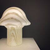 Mushroom table lamp by Peill and Putzler in striped glass, 1970.