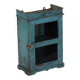 Vitrine bleu ancienne bois vieux teck piece et patine d'origine inde