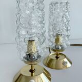 Pair Vintage Bubble Glass Lamps