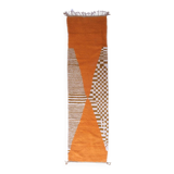 Contemporary Orange Runner Rug - 351 x 97 cm