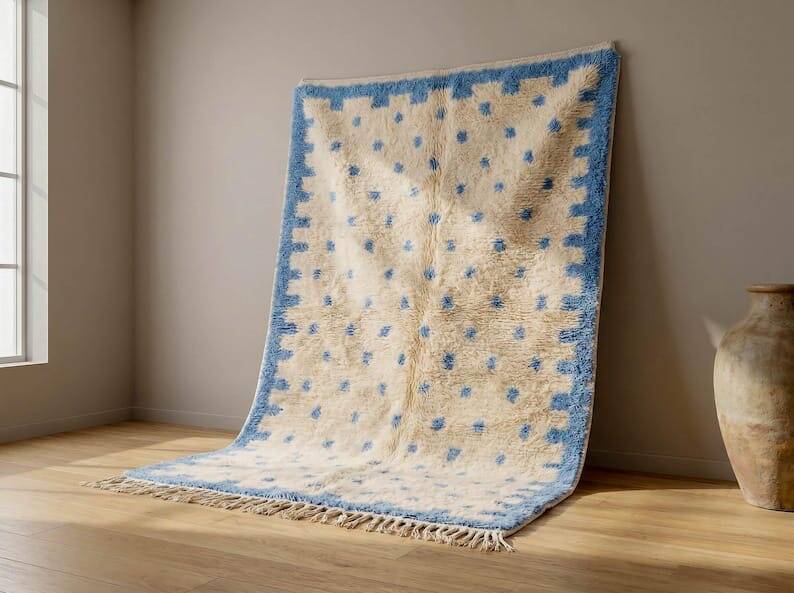 Handmade traditional authentic pure wool rug 2/3 m