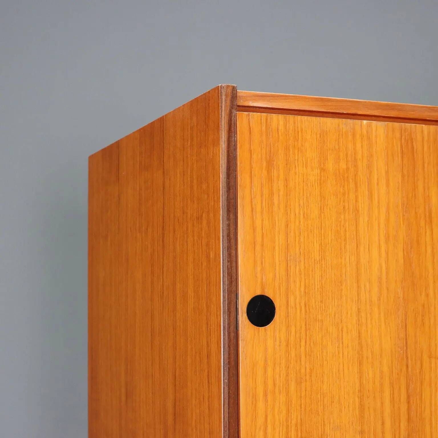 Vintage teak veneer wardrobe, designer, Italy, 1960s